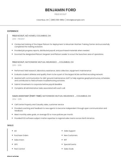 Field Scout Resume