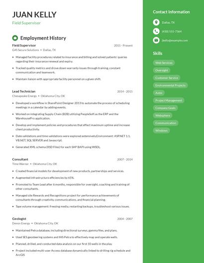 Resume example 5