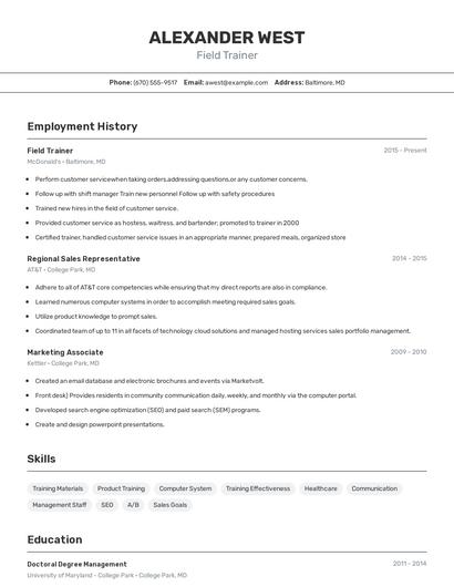 Resume example 2