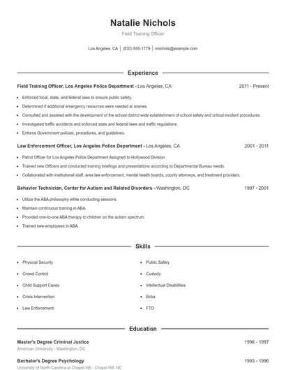 Resume example 1