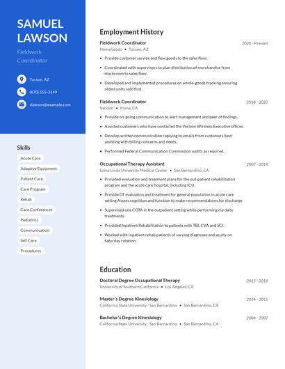Fieldwork Coordinator Resume