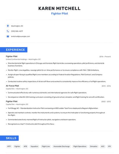 Fighter Pilot Resume