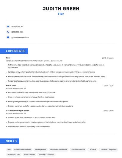 Filer Resume