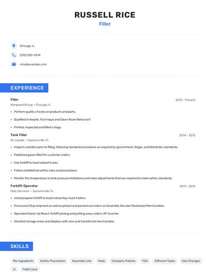 Filler Resume