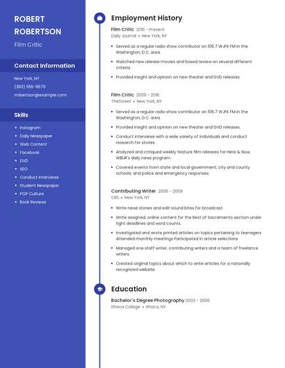 Film Critic Resume