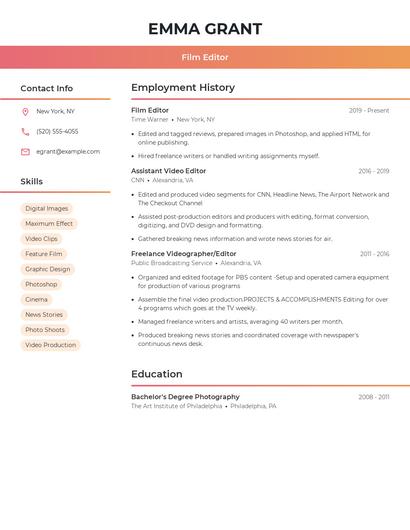 Film Editor Resume