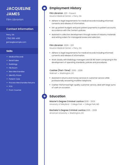 Film Librarian Resume