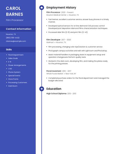 Film Processor Resume