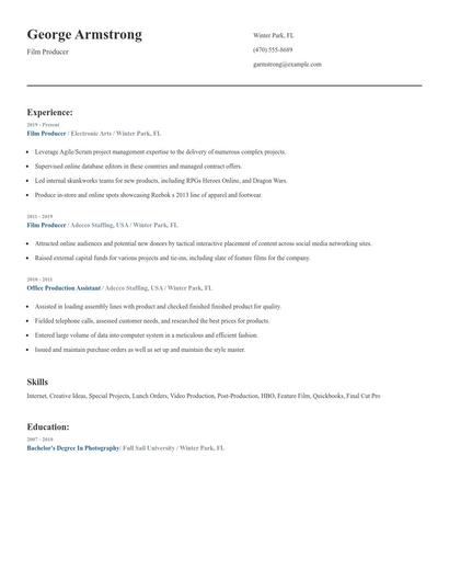 Film Producer Resume