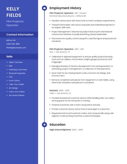 Film Projector Operator Resume