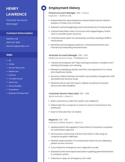 Finance Account Manager Resume