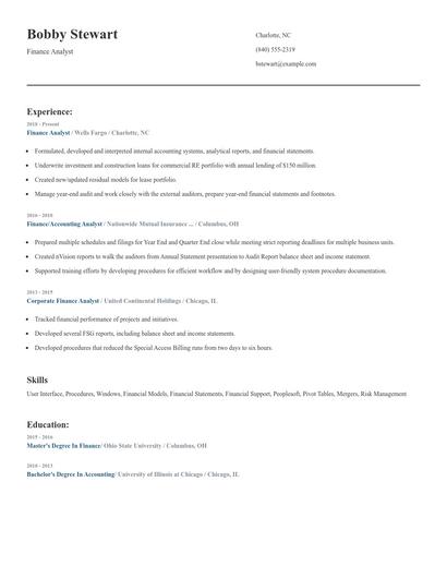 Finance Analyst Resume