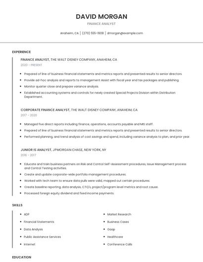 Finance Analyst Resume