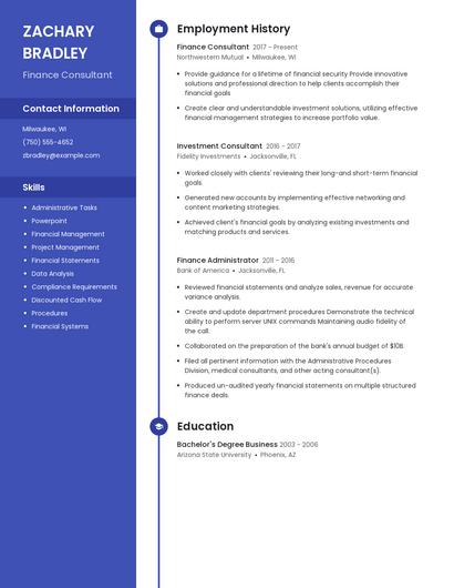 Finance Consultant Resume