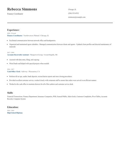 Finance Coordinator Resume