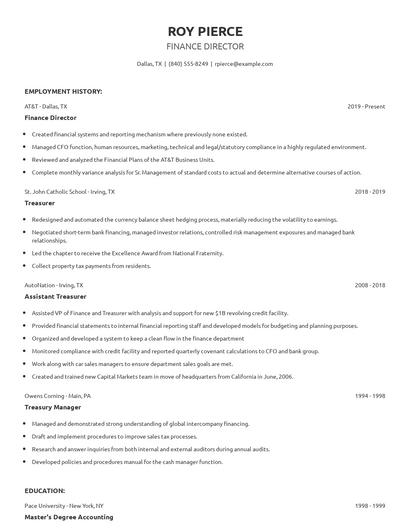 Finance Director Resume