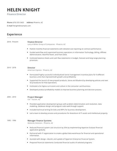 Finance Director Resume
