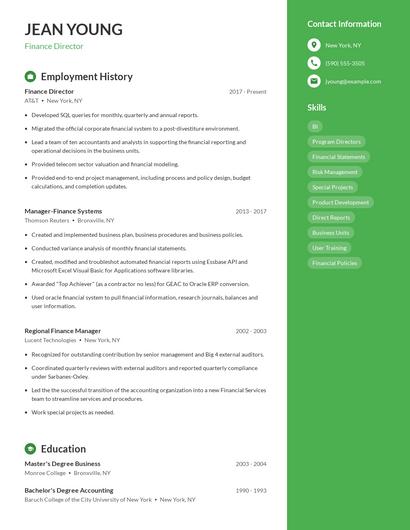 Finance Director Resume