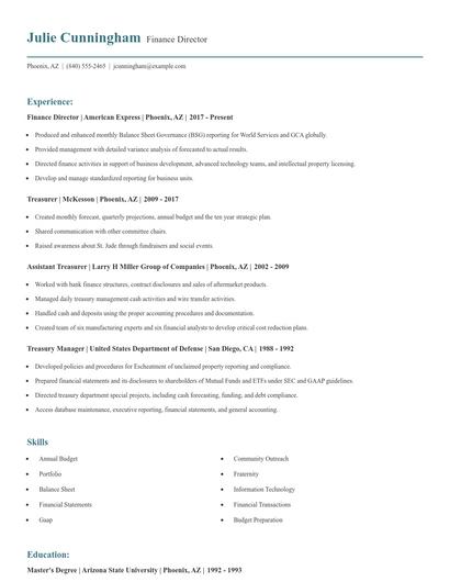 Finance Director Resume