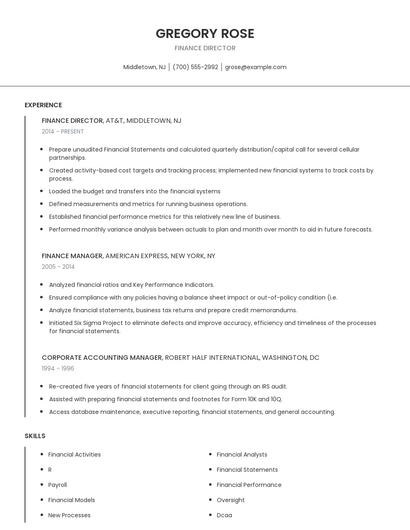 Finance Director Resume