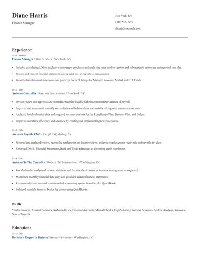 Finance Manager Resume