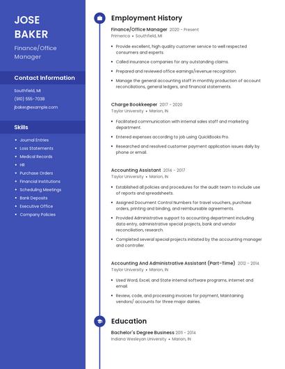 Finance/Office Manager Resume