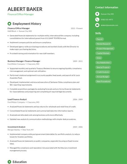 Finance/Office Manager Resume