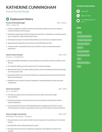 Finance Planning Manager Resume