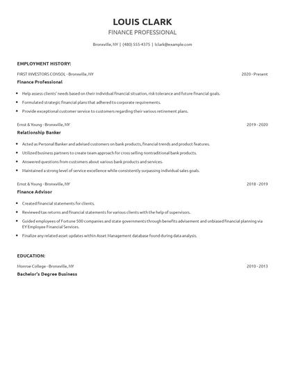 Finance Professional Resume