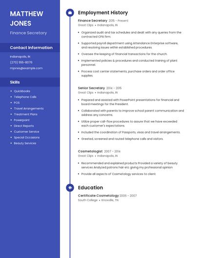 Finance Secretary Resume