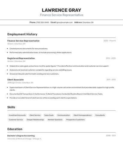 Resume example 2