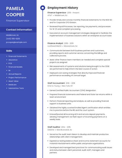 Finance Supervisor Resume