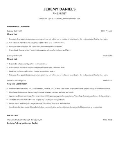 Fine Artist Resume