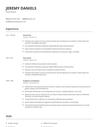Fine Artist Resume