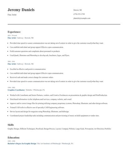 Fine Artist Resume