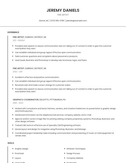 Fine Artist Resume