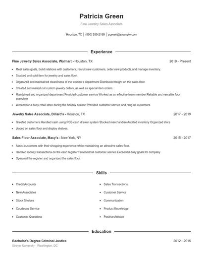 Resume example 1