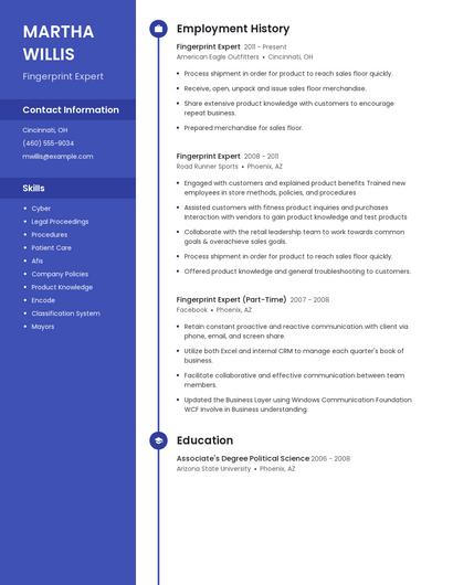 Fingerprint Expert Resume