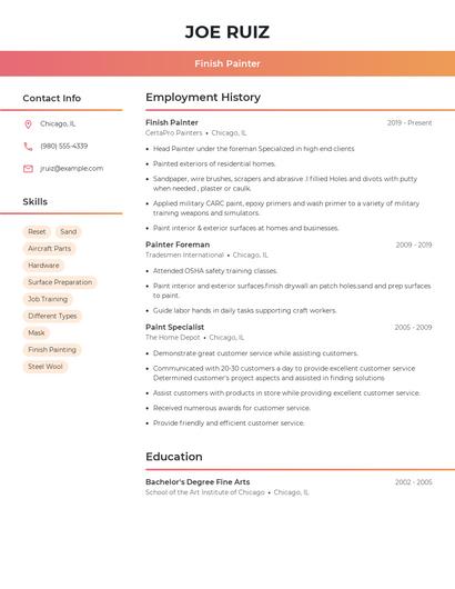 Finish Painter Resume