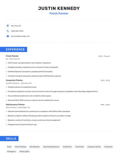 Finish Painter Resume