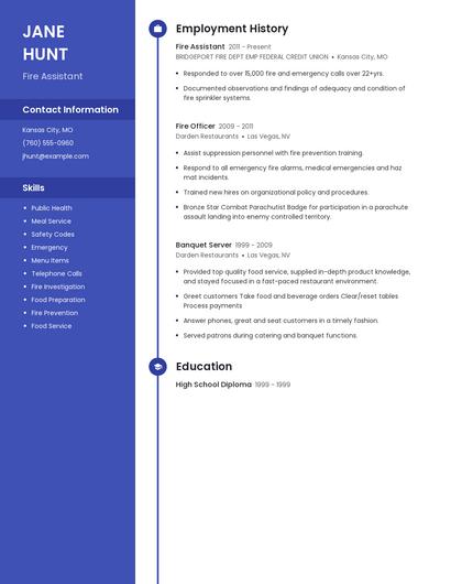 Fire Assistant Resume