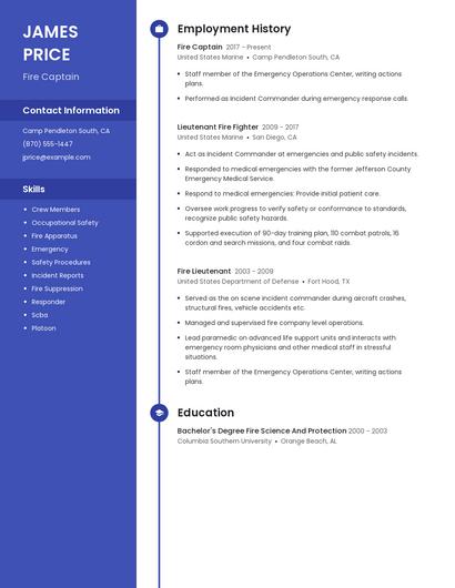 Fire Captain Resume
