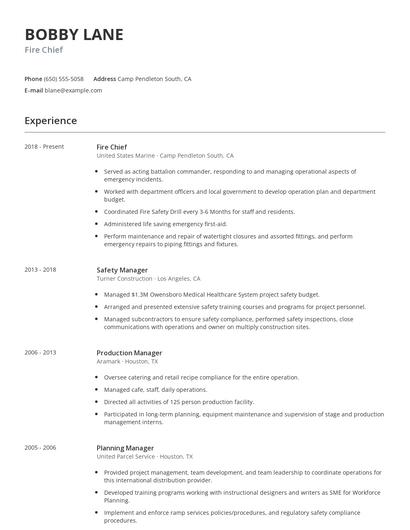 Fire Chief Resume