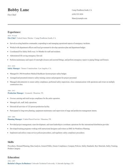 Fire Chief Resume