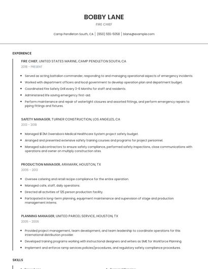Fire Chief Resume
