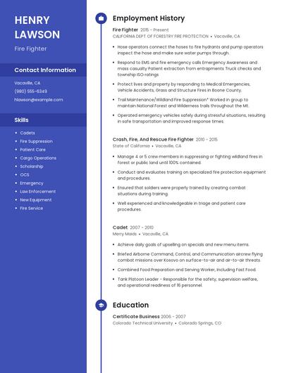 Fire Fighter Resume