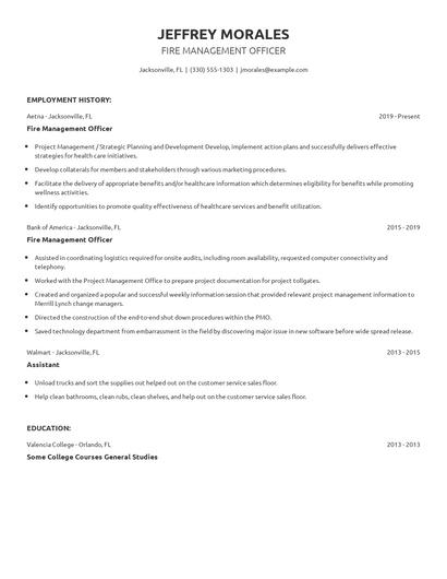 Fire Management Officer Resume