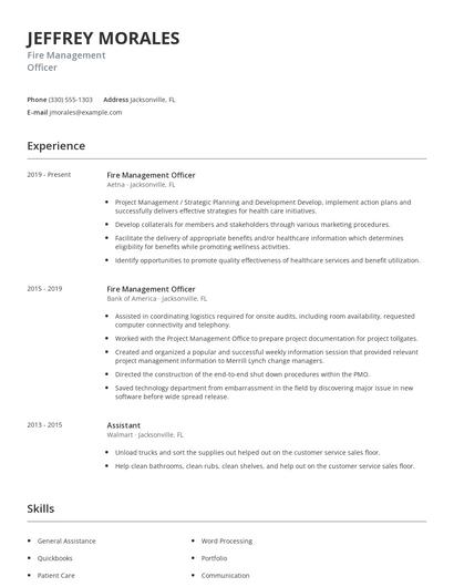 Fire Management Officer Resume