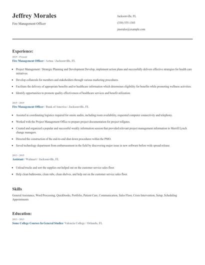 Fire Management Officer Resume