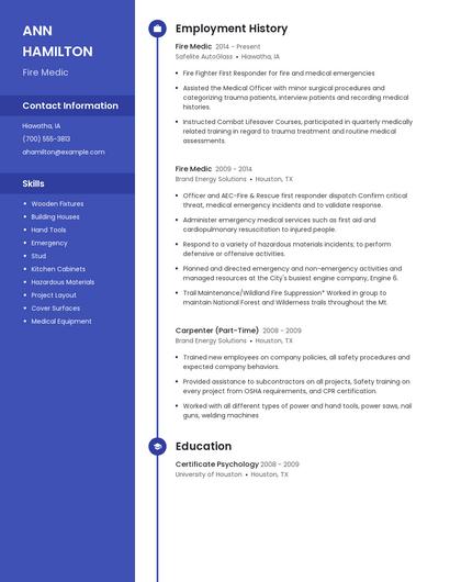 Fire Medic Resume